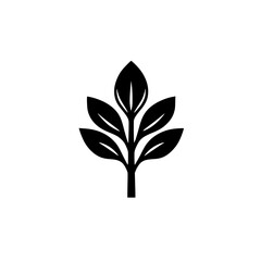 Silhouette pictogram of a leaf design representing nature, growth, and sustainability in minimalist art style