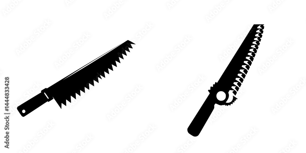 Aufkleber multiple silhouette pictograms of saws showing different styles and designs suitable for various cut
