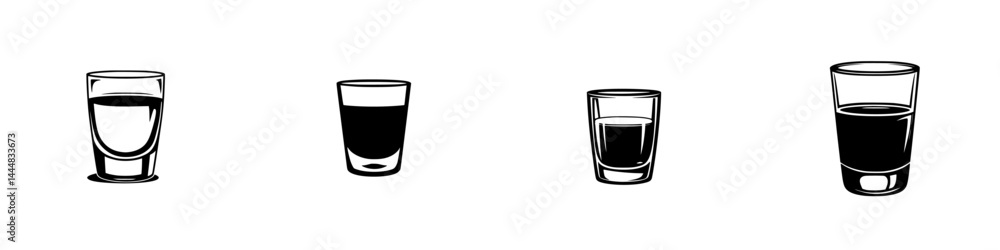 Aufkleber silhouette pictogram style icons representing various types of drinkware in different sizes and shap