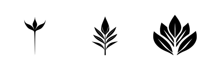 Obraz premium Silhouette pictograms of various plant designs suitable for graphic design and creative projects