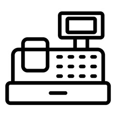 Cashier Machine Line Icon Style