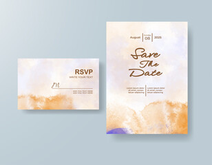 Wedding invitation with abstract splash watercolor
