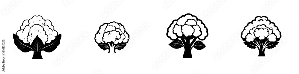 Poster silhouette pictogram icons representing different types of trees and plants in isolated vector forma