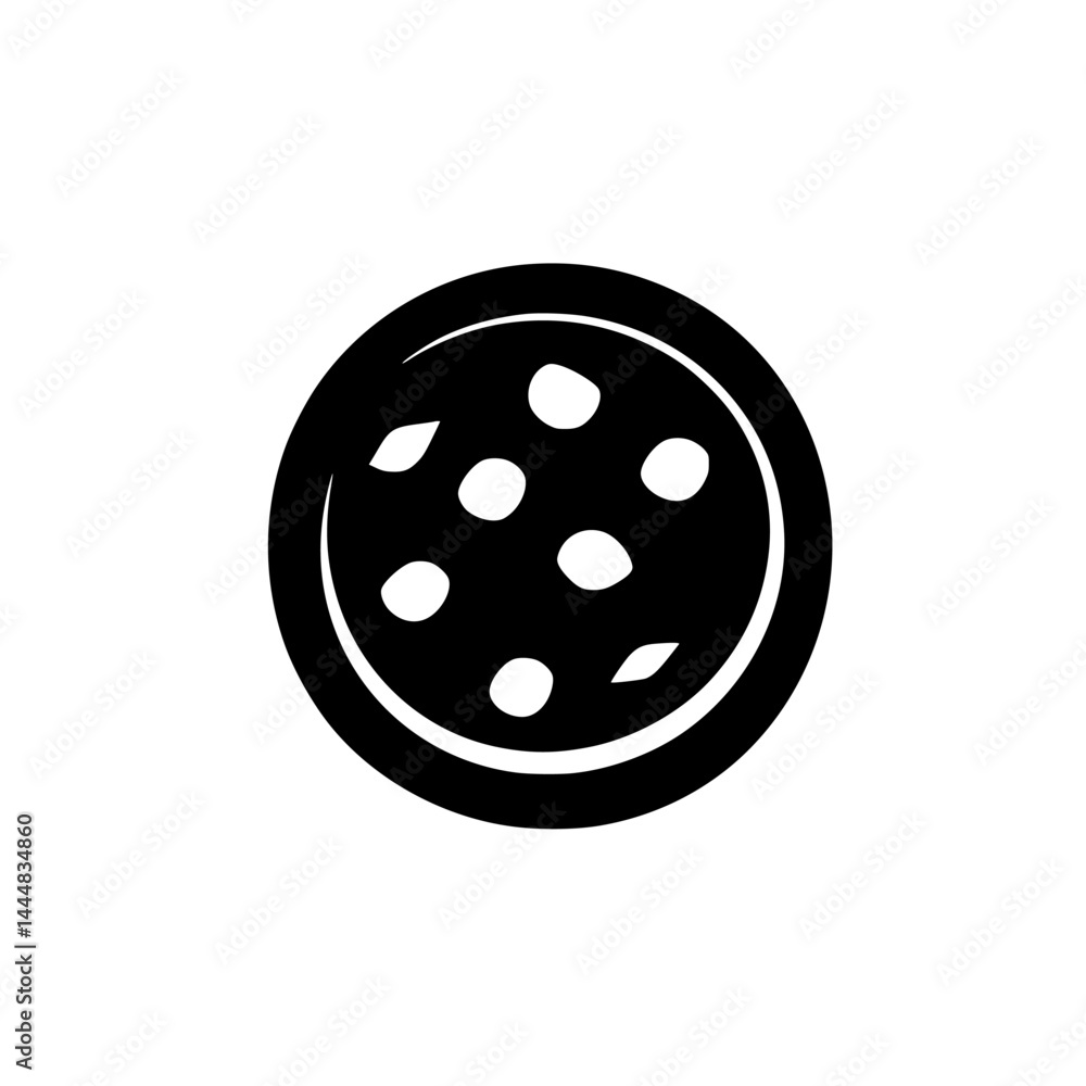 Poster silhouette pictogram representing a cookie design with dots and shapes, ideal for culinary projects 