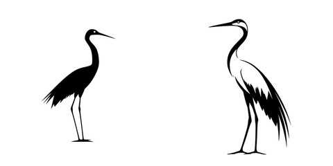 Silhouetted pictograms of cranes in contrasting colors showcasing elegance and grace in avian representation