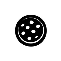 Silhouette pictogram representing a cookie design with dots and shapes, ideal for culinary projects and food-related themes