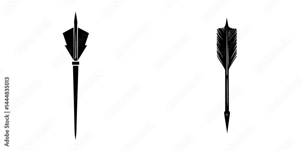 Poster silhouette pictograms of arrows showcasing distinct designs for various applications in graphic repr