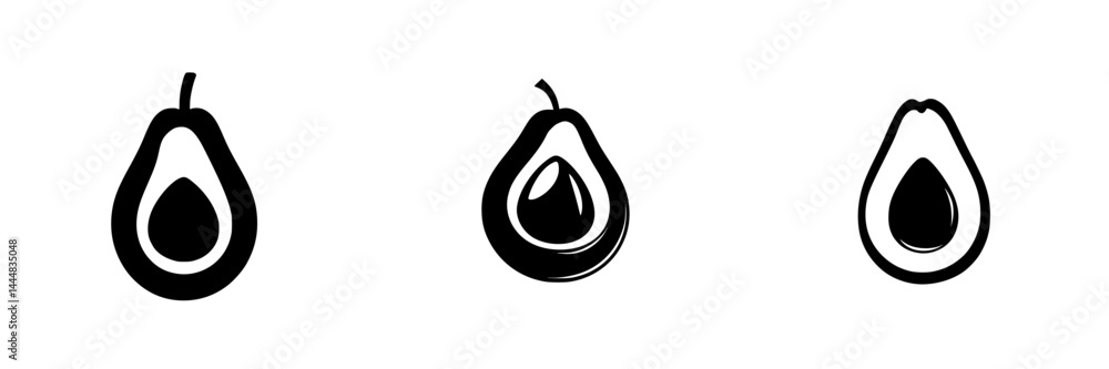 Aufkleber silhouette pictogram set of avocados showing variations in shape and design for culinary and dietary