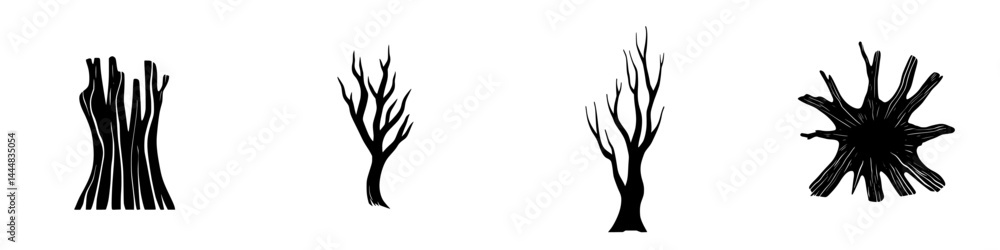 Poster silhouette pictogram set of trees and tree stumps suitable for various design applications and graph