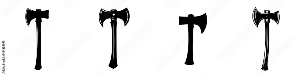 Aufkleber silhouette pictogram icons of axes in different positions for design use