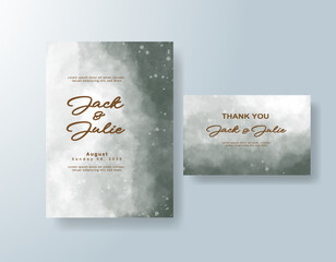 Wedding invitation with abstract splash watercolor