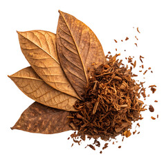 HighQuality Tobacco Leaf and Cut Tobacco Images isolated on transparent background