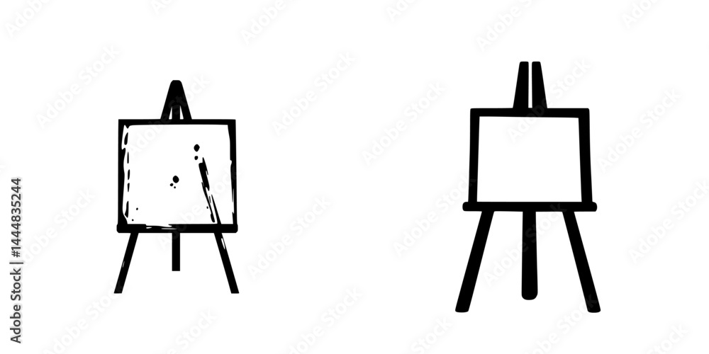 Poster silhouette pictogram set of easels representing art and creativity in versatile designs for various 