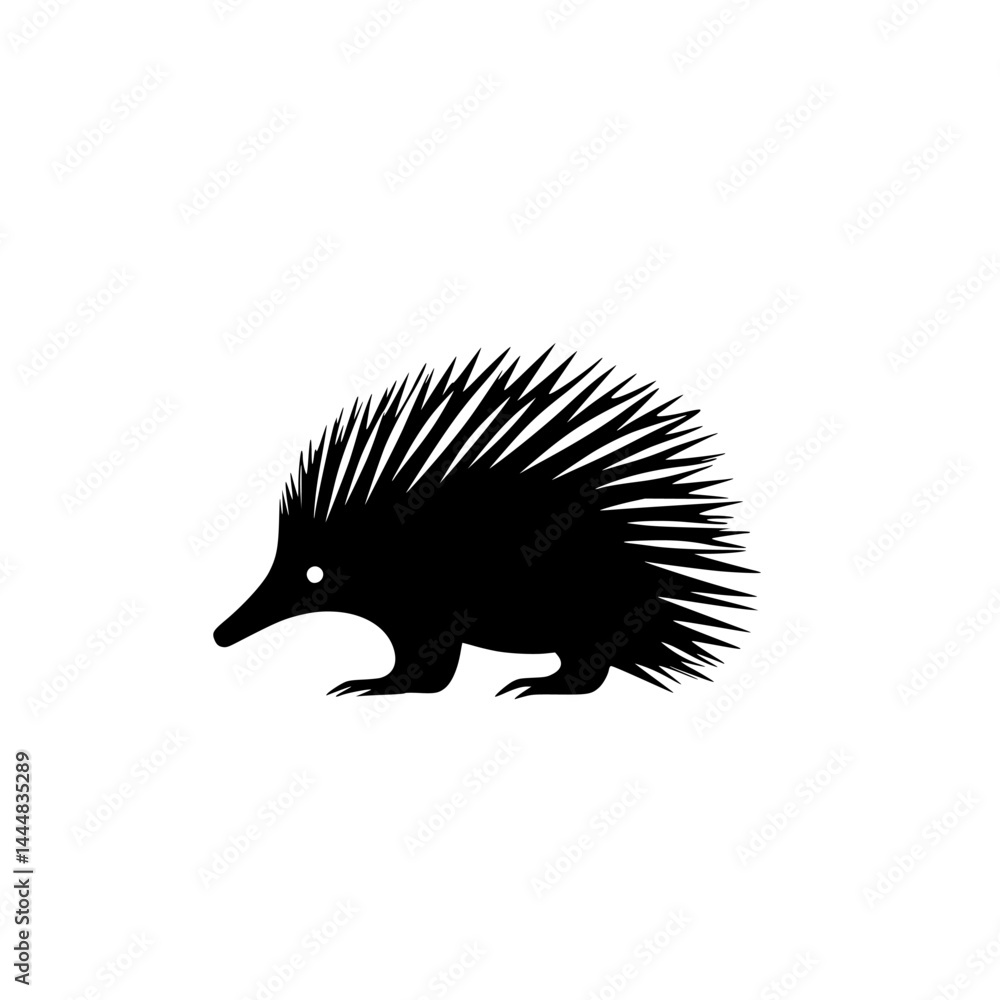 Poster silhouette pictogram of an echidna displayed in a simple vector style ideal for various design proje