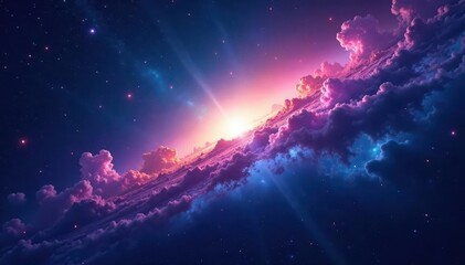 Fototapeta premium Vast cosmic panorama, vibrant nebulae, deep blue space, nebula, beauty, astronomy