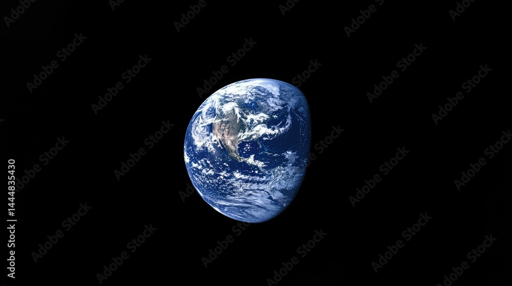 Poster stunning view of earth from space with vibrant blue oceans and white cloud patterns set against the 