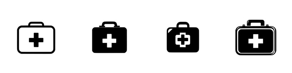 Obraz premium Exploring silhouettes of first aid kits designed for health and safety representation in diverse contexts