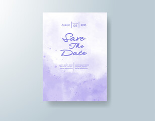 Wedding invitation with abstract splash watercolor
