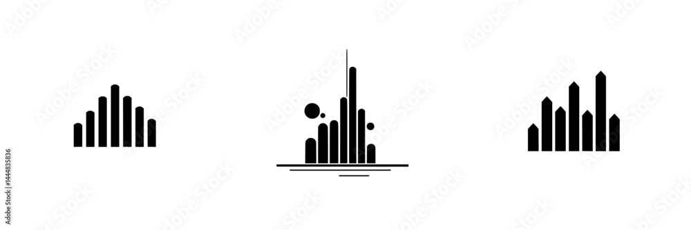 Poster silhouette pictogram set featuring unique vector icons of abstract shapes and patterns for design an