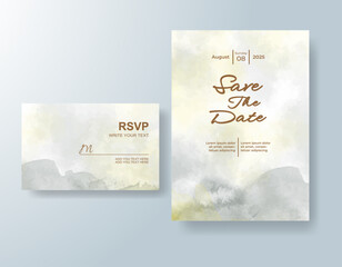 Wedding invitation with abstract splash watercolor