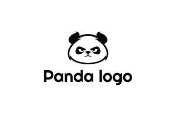 panda head logo design template, logo icon vector illustration