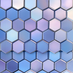 Hexagonal blue mosaic tiles modern interior space abstract design close-up view artistic concept for home decor