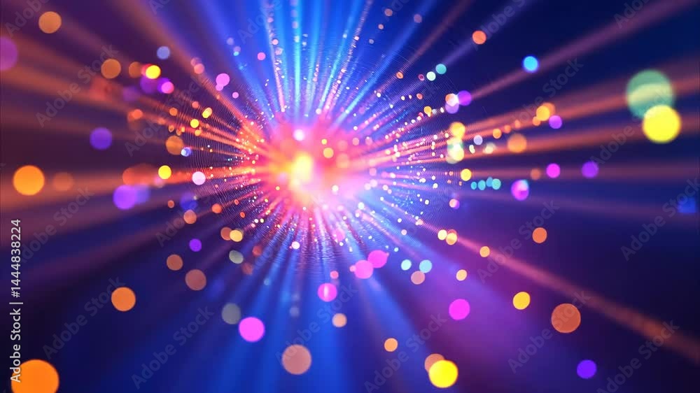 Poster Vivid defocused psychedelic holographic abstract background with colorful light patterns, Defocused Psychedelic Holographic Abstract Background