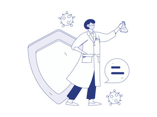 Doctor examines patient flat vector concept operation hand drawn illustration
