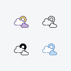 Cloudy icons set in different style vector stock illustration