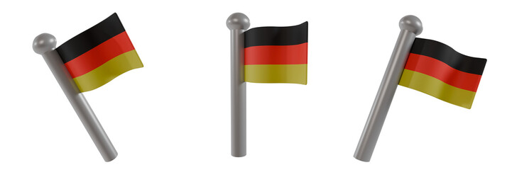 3d render of german flag pole and flag. german independence day decoration concept