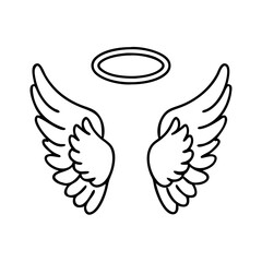angel wings and halo icon, angel wings and halo vector illustration-simple illustration of angel wings and halo, perfect for angel wings and halo logos and icons