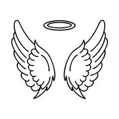 angel wings and halo icon, angel wings and halo vector illustration-simple illustration of angel wings and halo, perfect for angel wings and halo logos and icons