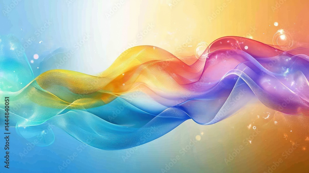 Poster colorful abstract waves with soft gradients and bokeh effects capturing the essence of light and mot