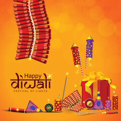 Vector illustration of Happy Diwali social media feed template written Hindi text means happy Diwali
