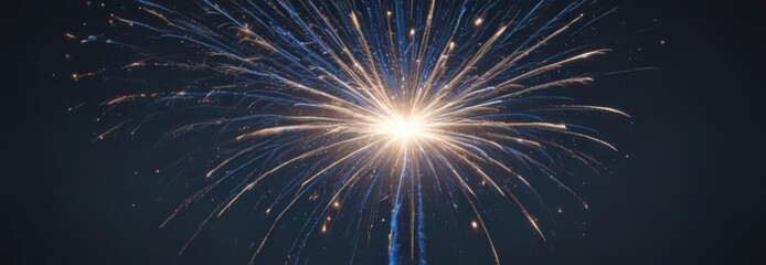 Naklejka premium Single blue firework exploding, sharp focus, explosive power , impact, isolated