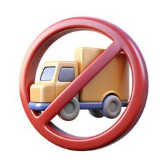 3D traffic sign icon showing a no heavy truck zone, rendered clearly on white background