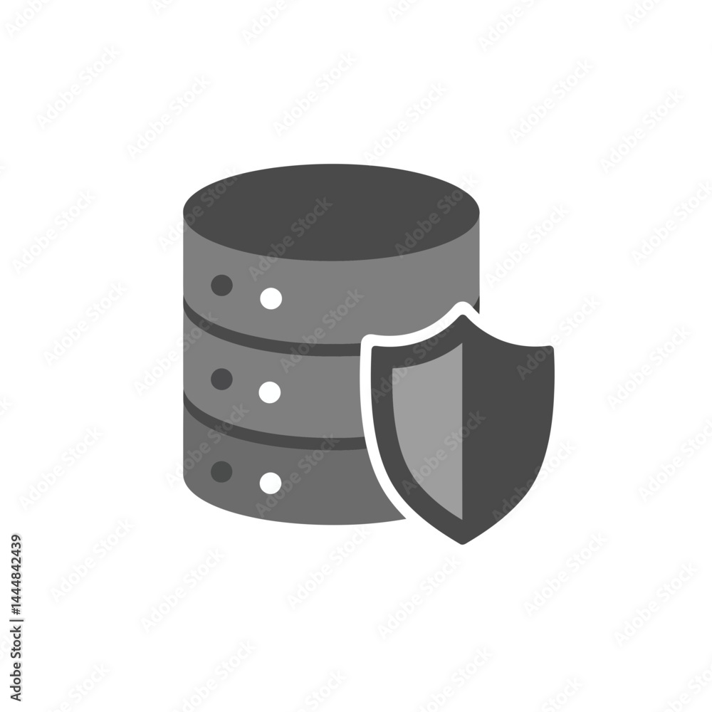 Poster digital fortress: a graphic representation of data protection, featuring a server stack securely gua