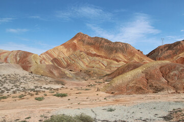 Scenery of Zhangye Danxia National Geopark (Rainbow Mountains) in Gansu, China