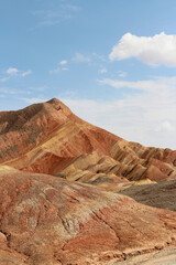Scenery of Zhangye Danxia National Geopark (Rainbow Mountains) in Gansu, China