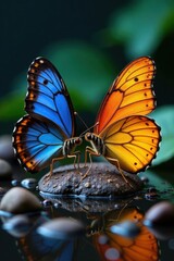 Male butterflies congregate, imbibing essential salts , tropical, macro