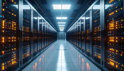 Obraz premium Data center servers illustrating advanced computing infrastructure solutions