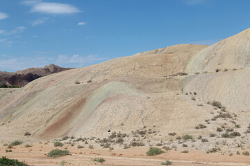 Scenery of Zhangye Danxia National Geopark (Rainbow Mountains) in Gansu, China