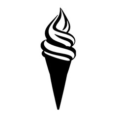 Elegant Ice Cream Silhouette on Black Background, Ideal for Minimalist Food Art, Dessert Designs, or Modern Decor with a Sleek, Abstract Aesthetic