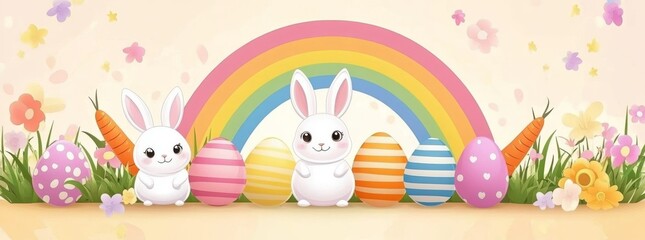 Easter card and banner design featuring a happy Easter geometric background