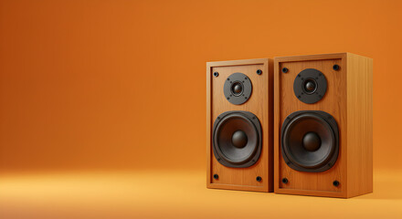 Vintage Wooden Speakers HighFidelity Audio System isolated on transparent background