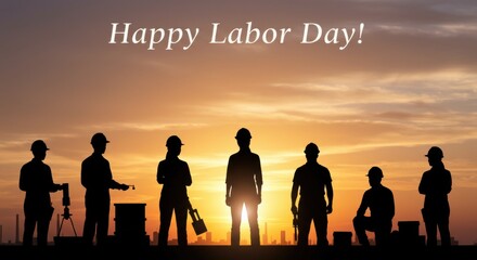 Labor Day Silhouette: Celebrating Workers at Sunset