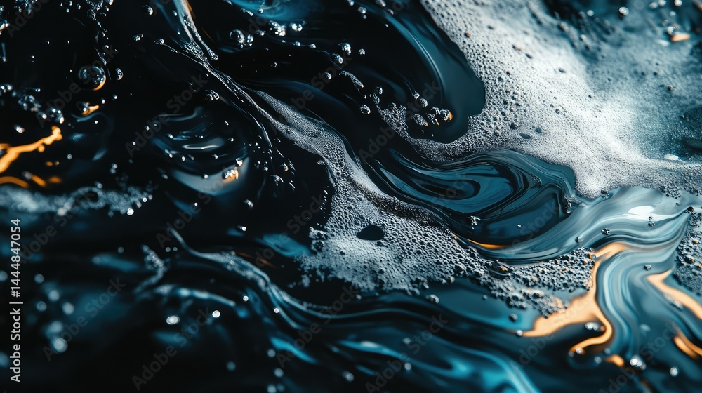 Aufkleber abstract dark water surface with bubbles and swirls creates a dramatic visual effect showcasing flui