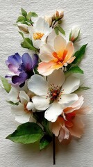 Fototapeta premium Pastel watercolor floral bouquet in artistic still life, evoking delicate beauty and serene harmony.