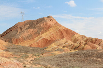 Scenery of Zhangye Danxia National Geopark (Rainbow Mountains) in Gansu, China