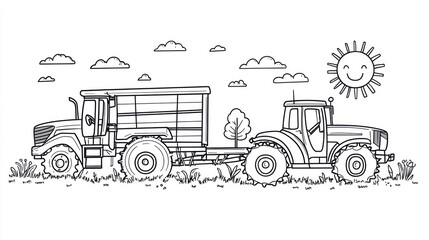 Farm tractor coloring page